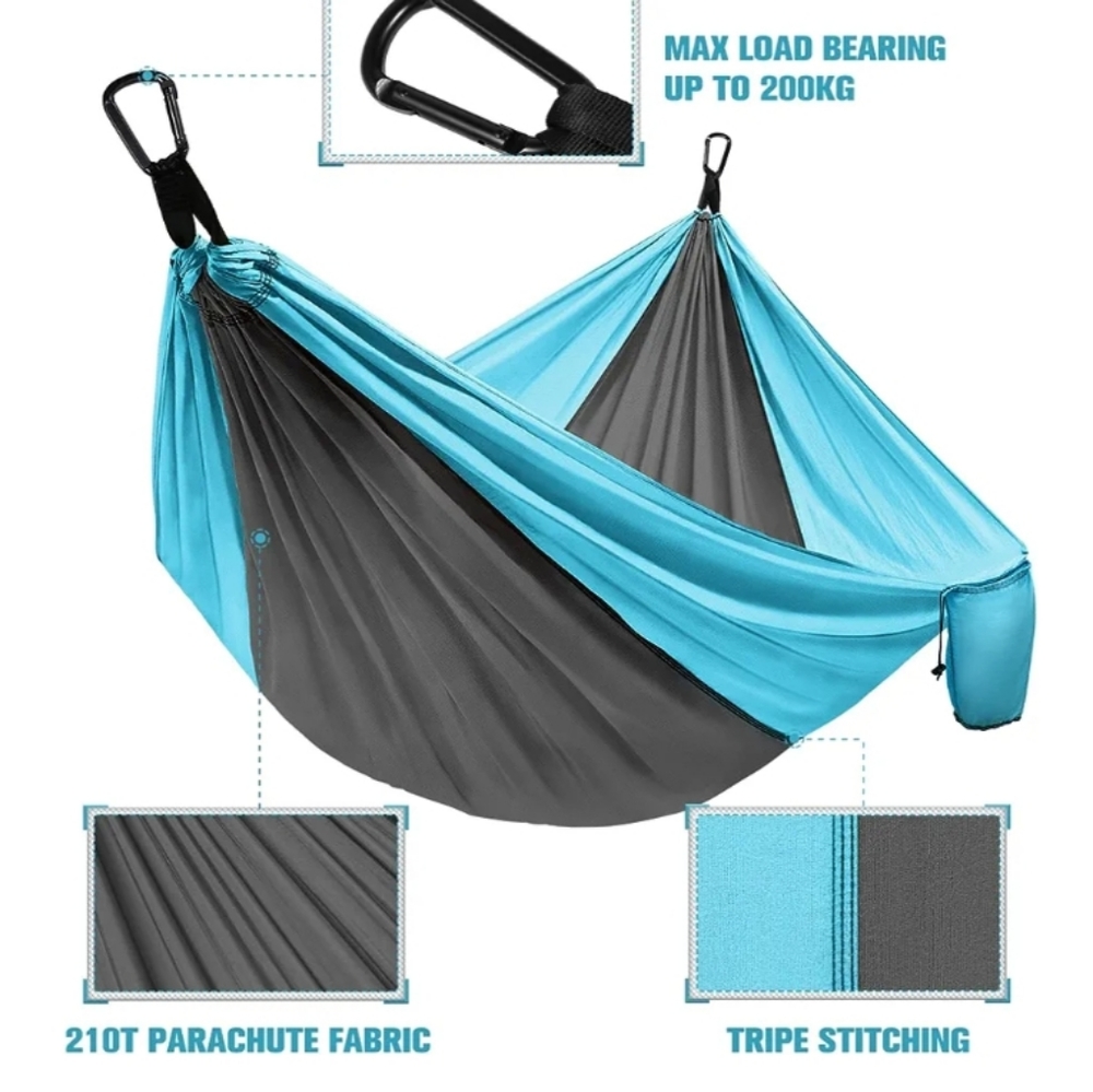 Personal Hammock Nylon Heavy duty outdoor tree hammack teal and gray new